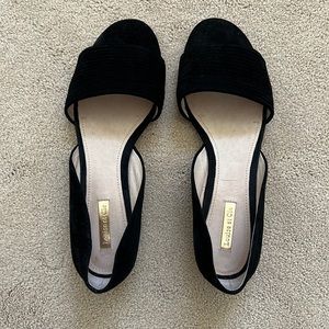 Black suede flats